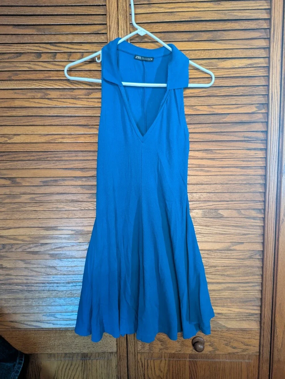 Zara Women's Blue Knit Sleeveless Dress Size Large